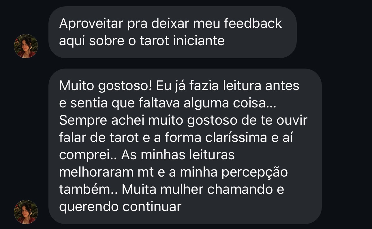 Depoimento 1 de aluna sobre o Curso Completo de Tarot para Iniciantes