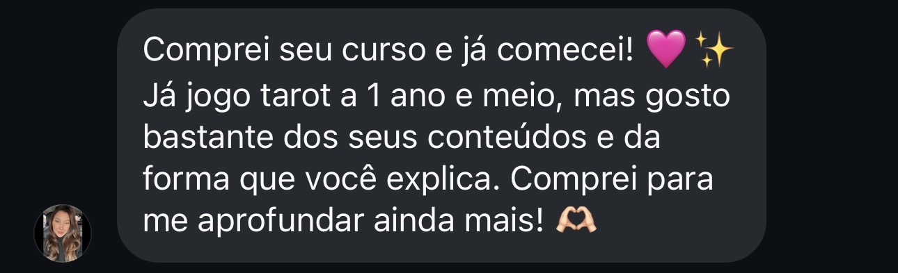 Depoimento 7 de aluna sobre o Curso Completo de Tarot para Iniciantes